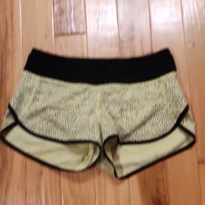 Women's Black and Yellow Athletic Shorts